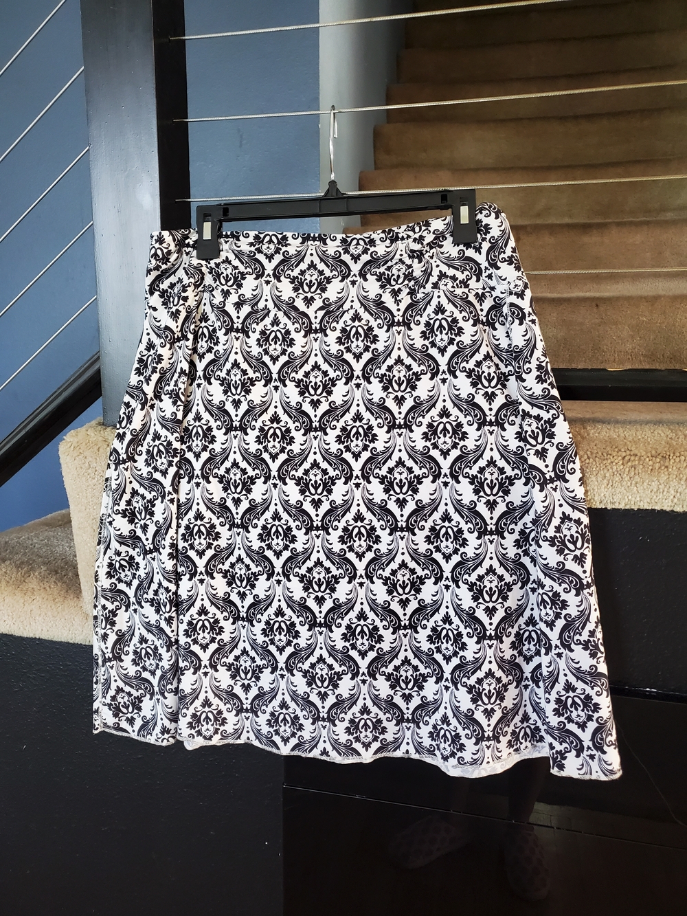 Tranquility by Colorado Clothing Black and White Damask A-Line Skirt